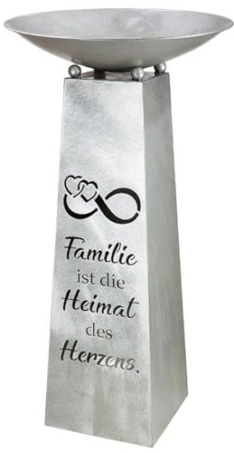 Schalenständer mit Pflanzschale Familienmotiv in Antik Silber Metallständer