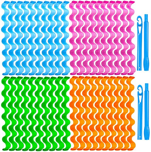 42 Pieces Heatless Waves Hair Curler, No Heat Damage Wavy Hair Curlers with 2 Sets of Styling Hooks, Heatless Curls for Women Girls Long Medium Short Hair(4 Colors,35cm/ 17.8)