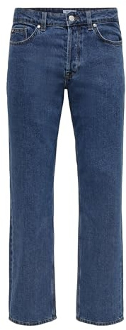ONLY & SONS Herr Loose Fit Jeans ONSEDGE D. Blå, Blå denim, 29W / 32L
