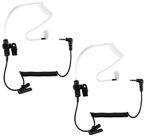 ERIPHA Police Earpiece 3.5mm /1 Pin Listen Only Acoustic Tube Earbud Headset for Remote Speaker Mic Motorola Kenwood 2 Way Radio FBI Security Surveillance Walkie Talkie (2 Packs)