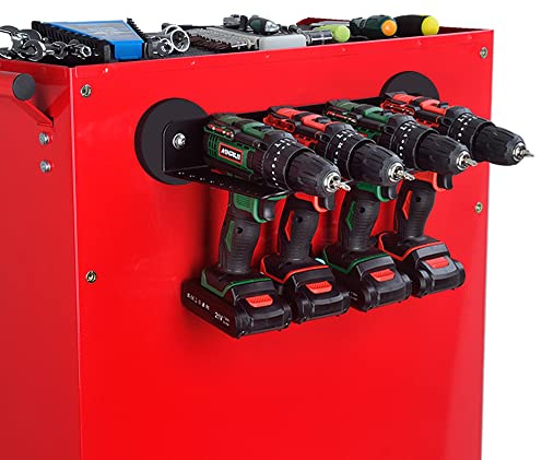 ULIBERMAGNET Magnetic Power Tool Organizer, Utility Storage Rack Shelf with Screwdriver Holder,Wall Mount Heavy Duty Cordless Drill Holder,Removable Tool Rack Suitable for Garage, Workshop