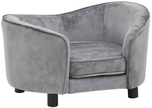 vidaXL Hundesofa Grau 69x49x40cm Plüsch Hundecouch Hundebett Haustiersofa