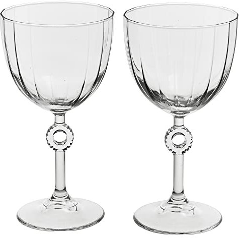 Queensway Home & Dining Set of 2 x 270ml Modern Wine Dessert Glasses Clear Glass Goblet Stemmed Base for Red White Wine Rosé Entertaining Drinkware… (2)