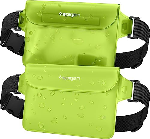 Spigen wasserdichte Tasche [Aqua Shield] [2 Stuck] Waterproof Bag Bauchtasche IPX8 kompatibel mit iPhone 16/15/14/13 Serien, Galaxy S25/S24/S23 und Allen Smartphones - Cactus Green