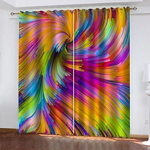 Blickdicht Blackout Vorhang Mit Ösen Schalldämmend Gardinen Polyester 3D Bedruckt Kreativer Siebenfarbendruck Für Wohnzimmer Schlafzimmer Kinder Oder Babyzimmer 140(B)X160(H) Cm - Bedruckte Verdunkel