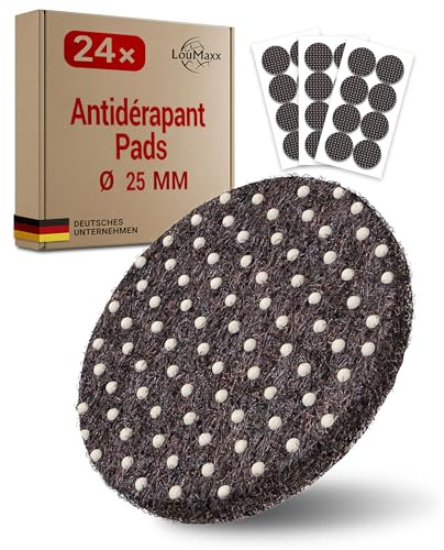 LouMaxx Cuscinetti Antiscivolo Autoadesivi, Ø 25 mm, cuscinetti in feltro antiscivolo con tenuta extra forte, Set da 24 Feltrini in Gomma, Colore Marrone