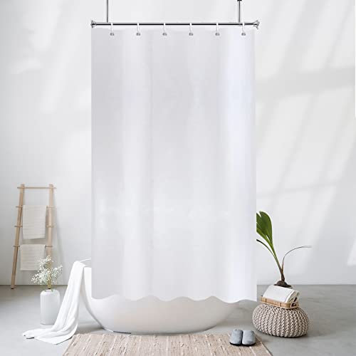 YISURE Cortina de ducha blanca fina textil 90 x 180, pequeña cortina de baño impermeable con ojales metálicos, ancho 90 x alto 180 cm