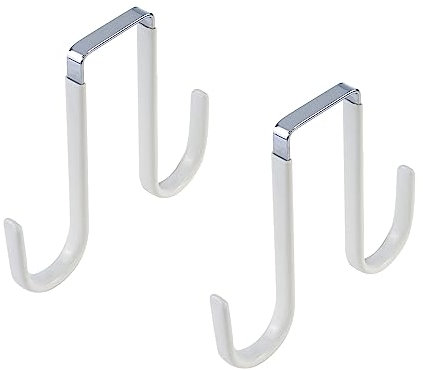 Meprotal Doppelseitige Türhaken, 2 Stück, Handtuchhaken, Kleiderhaken, Türhaken zum Aufhängen von Kleidung, Handtuch, Hüte, Taschen, Kranz – Weiß