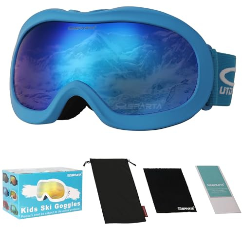 OUTDOORSPARTA Kinder Skibrille Helm Kompatible Snowboardbrille für Jungen und Mädchen Kleinkind Alter 3-14 mit 100% UV-Schutz (4. Weißer Rahmen, Volle Linse Gespiegelt Gold)