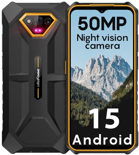 Ulefone Armor X13 Rugged Phone, 12+64GB, 50MP Rear Camera, 24MP Night Vision Camera, Android 15 OS Rugged Smartphone, 6.52” Screen, 6320mAh, NFC, GPS, Dual 4G Unlocked Phones- Orange