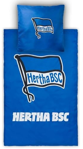 Hertha BSC Berlin Bettwäsche Logo blau, Mikrofaser, Bettbezug 135x200 cm und Kissenbezug 80x80 cm, Reißverschluss