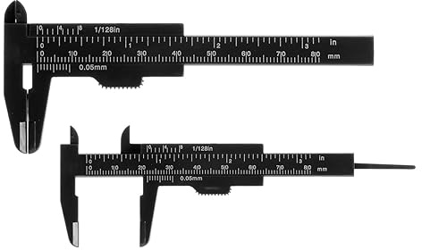 QUARKZMAN 20Stk Mini-Plastik-Messschieber 80mm 3 Messschieber Schieblehre Tragbares Lineal Messwerkzeug (Metrisch/Zoll) Schwarz