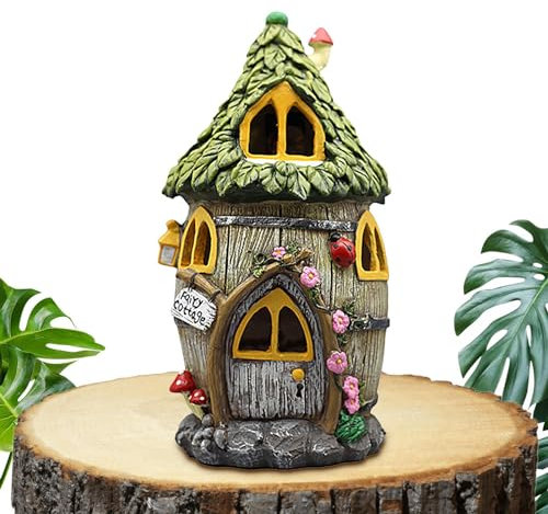 Casa de Luminosa Solar,Casa de Campo en Miniatura con Luces LED