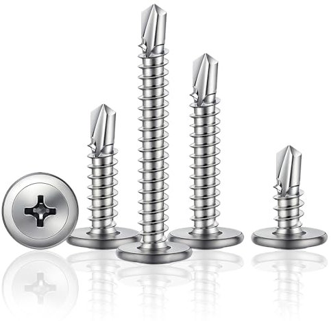 HXJDAM 180 Pcs Vis Autoforeuse Metal 4,2x25MM Vis Autoforeuse Inox 410 vis autoforeuse inox, de Perçage - Rapides pour Bois, Tôle & Plastique