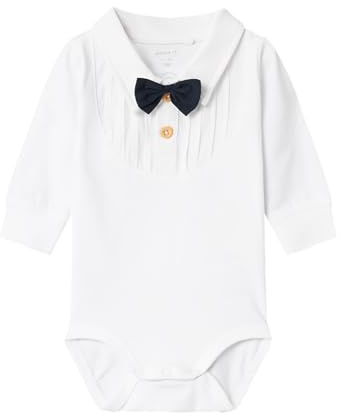 NAME IT Baby-Jungen Nbmramus Ls Body Langarmbody, Bright White, 68