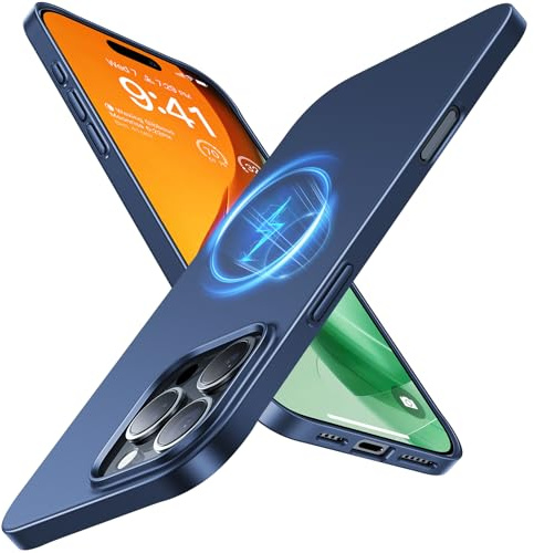 TORRAS Ultra Dünn für iPhone 16 Pro Hülle für MagSafe [Nr. 1 Magnetkraft] Handyhülle iPhone 16 Pro Stoßfest Kratzfest & Samtiger Griff Slim Hülle iPhone 16 Pro Case, Blau