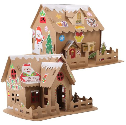 ibasenice 6sätze Weihnachtliches Bastelset Leuchtendes Weihnachtskartonhaus Für Junge Mädchen Kreatives Basteln Für Weihnachten Teiliges Für Kinderzimmer Und Festliche Dekoration
