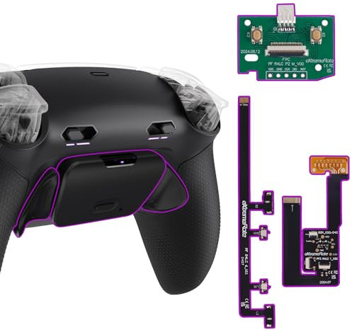 eXtremeRate Rise Plus Max Palettes pour ps5 Manette Remap Kit Programmable pour ps5 BDM-030 040 050 avec Clicky Trigger Stop,Coque Arrière avec Boutons Contrôle Gâchette-Noir