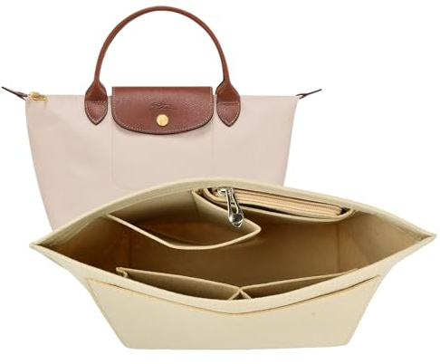 Amexo TaschenOrganizer für Longchamp Tascheneinsatz-Handtaschen Innentasche aus Filz mit Multi-Taschen Organizer
