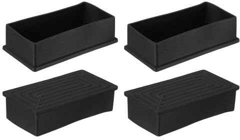 sourcing map Plastic Furniture Leg Caps, 4Pcs 50x100mm Rectangle Chair Leg Tips Caps with Edges, Furniture Foot End Cap Cover Floor Protector for Table, Chair, Machinery Equipment Feet, Black