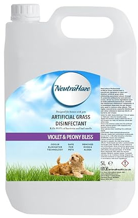 Artificial Grass Cleaner – Powerful 3-in-1 Disinfectant, Deodoriser & Cleaner Removes Bacteria & Neutralises Pet Odours Pet-Friendly (5 Litre, Violet & Peony Bliss)