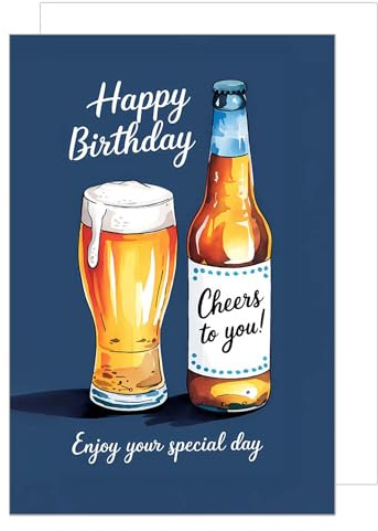 Edition Seidel Premium Geburtstagskarte mit Umschlag. Glückwunschkarte Grußkarte Karte Geburtstag Happy Birthday Mann Frau Freund Freundin Bier Bierglas (G3791 SW025)