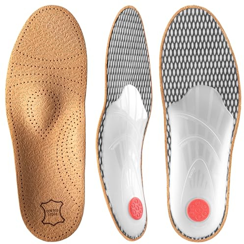SULPO Semelles intérieures - Semelles profilées en cuir pour homme et femme - Avec soutien métatarsien - Soutien de la voûte plantaire - Semelles pour chaussures - Taille 39
