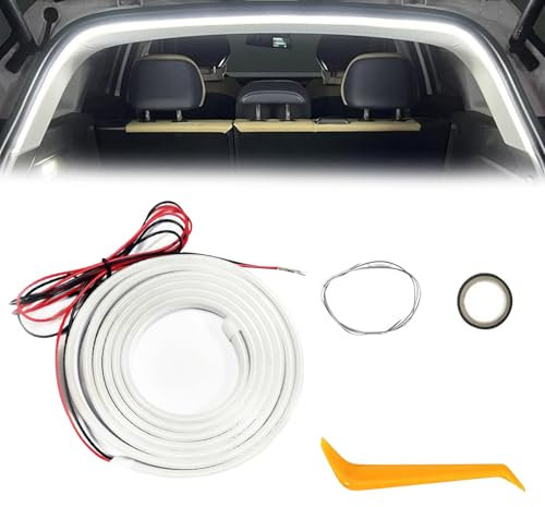 Ceinture Lumineuse LED de Coffre, Bande Lumineuse d’Ambiance de Coffre pour, Éclairage de Accessoires Automobile, Utilizzato per Éclairage Intérieur de Voiture, Interrupteur Automatique(Blanc, 4M)