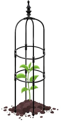Garten Rankhilfe Metall Obelisk Rankhilfe Abnehmbar Pflanzenstütze 60 90 120 150 180cm Obelisk Rankgitter Höhe Rankgitter Käfige,Geeignet für Kletterpflanzen Rosen gurken Tomaten(Black,28 x 180cm/0.92