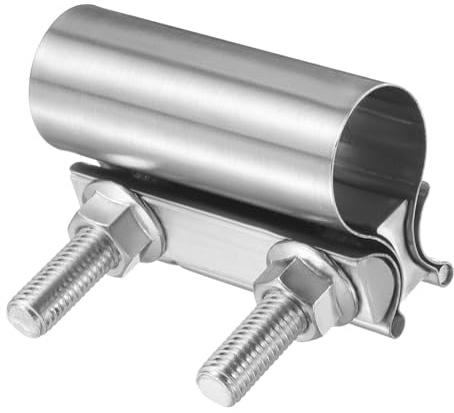 sourcing map Stainless Steel Lap Joint Band Exhaust Clamp 35-44mm | Clamp Exhaust Pipes Connection,with M10x54 Screws,for Car Muffler Elbow Pipes