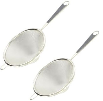 Fackelmann 9316350 Lot de 2 Passoires chinois, tamis, Acier étamé, Plastique, Gris, Vert, 10 cm