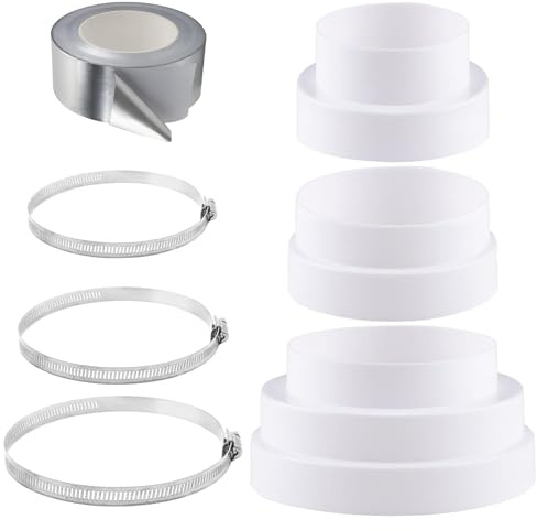 Universal Reducer Diameter 80-150 mm Diameter 80-100 mm 100-120 mm 120-150 mm with Stainless Steel Hose Clamps Aluminium Foil Tape ABS Reducer for Ventilation System Ventilation Round Tube Ventilation