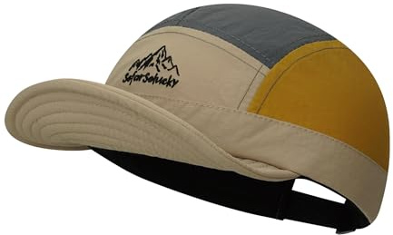 Clakllie 5 panelkeps med kort skärm snabbtorkande kort brätte basebollkeps män lätt löpning hatt andas utomhuskeps, CDGE-BSSD2524-khaki, one size