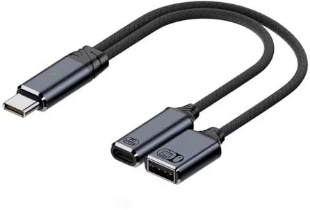 Hsupez Divisor USB C 2 en 1, tipo C a OTG y cable de carga, carga rápida PD 100 W, adaptador de teléfono USB C OTG, velocidad de transferencia de puerto A 480 Mbps, aplicable para teléfonos móviles