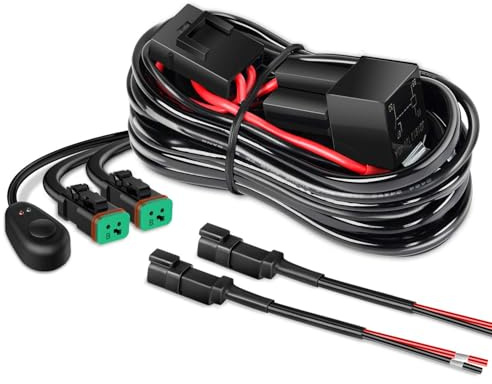 Greluma 2M 16 AWG Kabelbaum Kit für LED Lichtleisten – 12 V Ein/Ausschalter, Leistungsrelais, Flachsicherung – 2 Leitungen