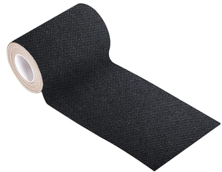 Bamyli 10 x 200 cm Flicken Zum Aufbügeln, Textilklebeband Für Stoff, Textilklebeband, Reparatur Für Sofa, Autositze, Zelt, Vorhang (Schwarz)