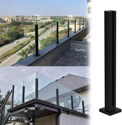 Ringhiera in vetro nero per scale Piazza ringhiera in acciaio inossidabile fine/medio/angolare Morsetti per pannelli in vetro (colore: dimensioni intermedie del montante) - & Soluzione di sicurezza