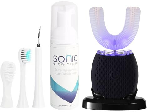 RONGCHUANG Ultrasonic Toothbrush for Adults Automatic Toothbrush with Soft Bristles Rechargeable Portable 30'' Automatic Timer Wireless Charging Washable for Travel & Home Use (Black)