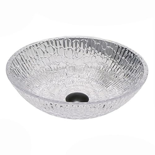 ZYCDP Lavandino Bagno da Appoggio Rotondo Lavabo Bagno Vetro 395 X 395 X 130 mm Trasparente