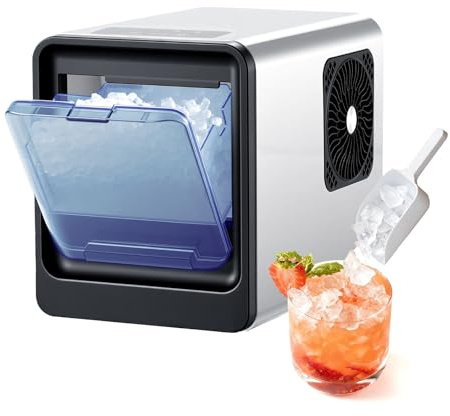 VEVOR Máquina de Hielo en Pepitas de Encimera 15 kg/24 h, Máquina de Hielo Masticable en Pepitas Autolimpiable con Cuchara, Tanque de Agua de 0,8 L, para Hogar, Cocina, Oficina, Bar, Fiestas
