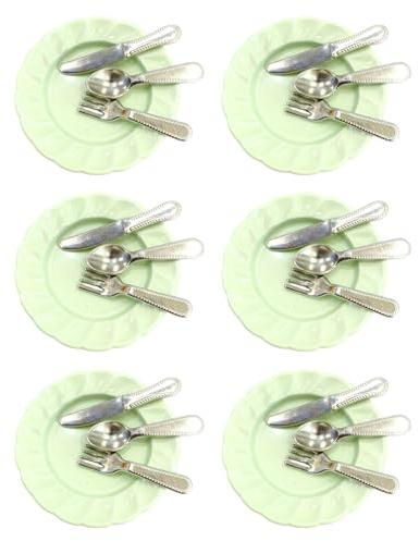 MZRAN Simulation Miniature Ustensiles Lot de 6 Couverts Modèle Figure 1/12 Maison de Poupée Décoration Cuisine Scène Accessoires Maison de Poupée Miniature Couverts