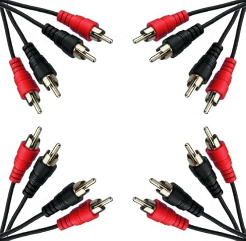 WEB world electronic business Set 4 pezzi - Cavo Audio Stereo 2x RCA Maschio a 2x RCA Maschio - Nero - 5 Metri