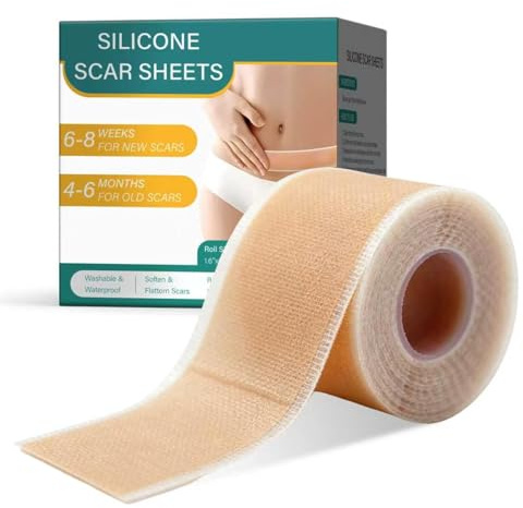 Striscia Silicone per Cicatrici (4CM x 150CM), Silikon Narbenpflaster, Riutilizzabile e Traspirante, Adatto per Cesareo, Riduzione delle Cicatrici