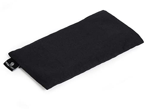 Yoga Studio Eye Pillow | 100% Organic Cotton Cover | Organic Lavender & Linseed Yoga Pillow | Stress Relief Weighted Eye Mask for Yoga, Relaxation, Aromatherapy, Tired Eyes, & Headaches (Black)