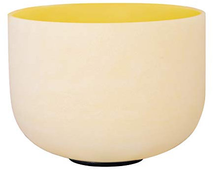 ENERGYSOUND Perfect Pitch E Solarplexus-Chakra-Klangschale, 432 Hz, gelb-gefärbt, mattiert, Quarzkristall, 25 cm, Klangheilung und Meditation