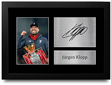HWC Trading Jurgen Klopp A4 Gerahmte Signiert Gedruckt Autogramme Bild Druck-Fotoanzeige Geschenk Für Liverpool Fußball Fans