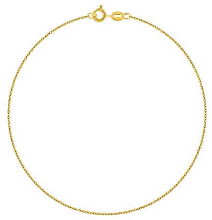 PLANETYS - Chaîne de Cheville Argent 925/1000 Plaqué Or Jaune 18 Carats Maille Forçat Diamantée Largeur: 1 mm