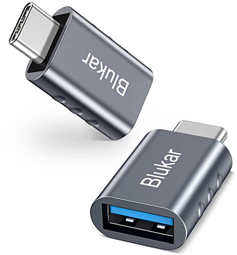 Blukar Adattatore da Tipo C a USB 3.0 (OTG), 2 Pezzi Adattatore Type-C Maschio a USB A Femmina Sincronizzazione Rapida per Smartphone, Tablet, Computer Portatile