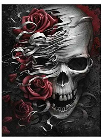 DCIDBEI Quadratische Diamanten Puzzle Malerei Kits Schädel DIY 5D Diamant Kunst Full Square Diamonds Bastel Leinwand Strass Stickerei Kunsthandwerk für Erwachsene Wohnwanddekor 30X40CM