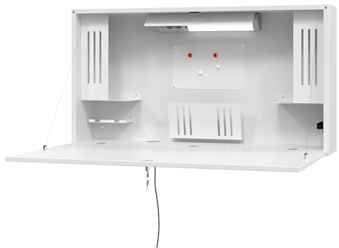 bümö Wandschreibtisch klappbar & abschließbar Mini-Office in weiß
